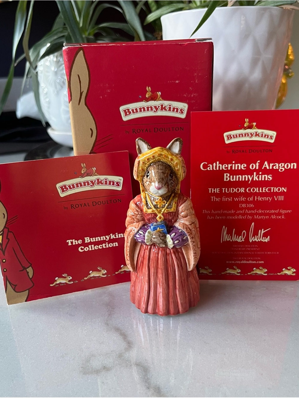 Royal Doulton Bunnykins Catherine of Aragon Figurine in Red, Gold, Purple
